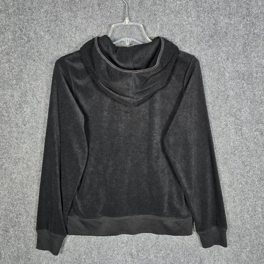 Vintage Y2K BCBG Hoodie Women's Large Maxazria Velour Rhinestone Zip Up Black - Picture 7 of 7